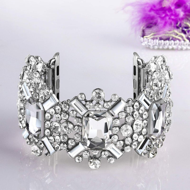 VIQIV Bling Bands Compatible with Apple Watch Band 38mm 40mm 41mm 42mm 44mm 45mm 49mm Iwatch Series SE 9 8 7 6 5 4 3 2 Ultra, Diamond Rhinestone Dressy Metal Bracelet Wristband Strap for Women - Image 5